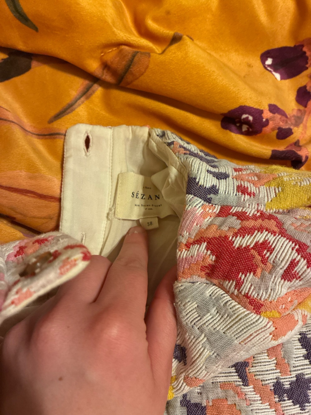 Sezane Multicolor Ikat-Style Textured Jacket — Pink, Yellow & Gray - Picture 2 of 6